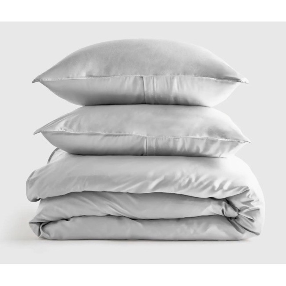 NWOT! Quince 100% Organic Bamboo Duvet Cover & Shams Full/ Queen Light Grey Gray